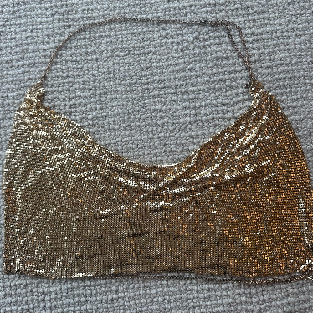 Gold Sequin Halter Top